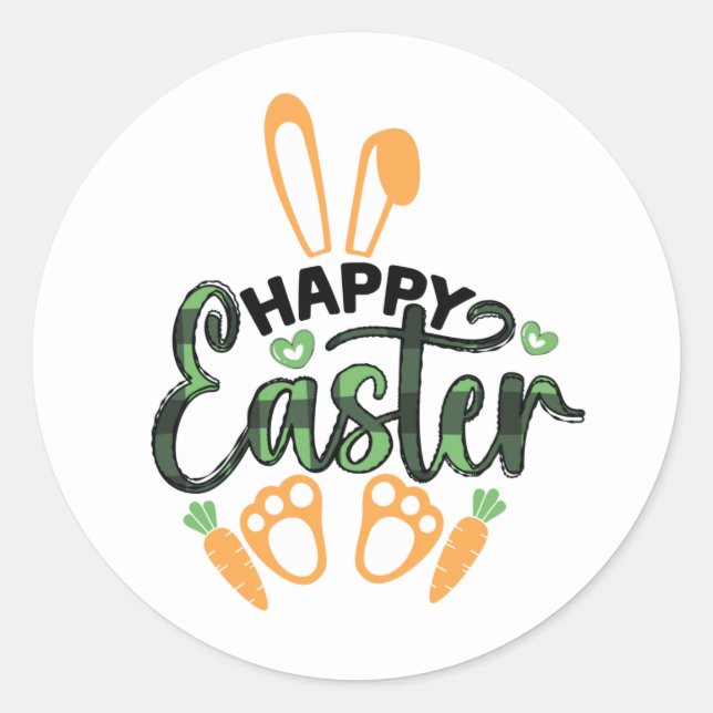 cute Happy Easter bunny Holiday Classic Round Sticker (Front)
