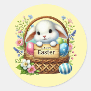 Cute Happy Easter bunny Holiday Classic Round Sticker
