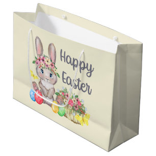 cute Happy Easter bunny Holiday party  Large Gift Bag