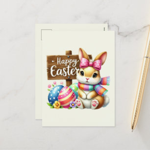 Cute Happy Easter bunny  Holiday Postcard