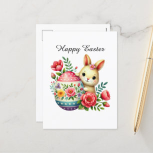 Cute Happy Easter bunny Holiday Postcard