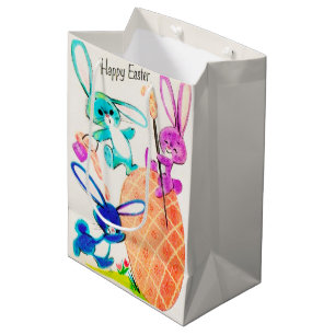 Cute Happy Easter bunny Medium Gift Bag