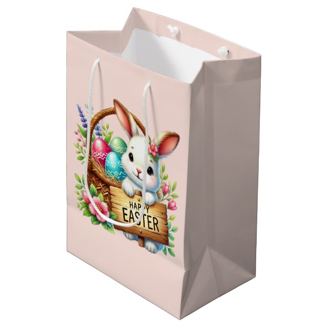 Cute Happy Easter bunny  Medium Gift Bag (Front Angled)