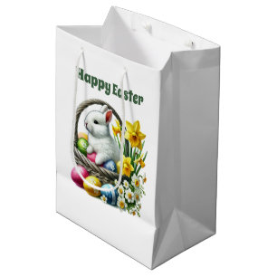 Cute Happy Easter bunny Medium Gift Bag