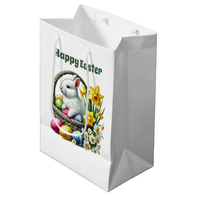 Cute Happy Easter bunny  Medium Gift Bag (Front Angled)