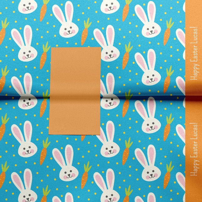 Cute Happy Easter Bunny Pattern with Kid Name Tissue Paper (Creator Uploaded)