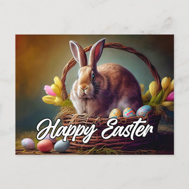 Cute Happy Easter Bunny Postcard (Front)