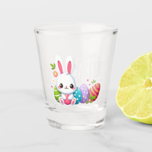 Cute, happy Easter bunny Shot Glass