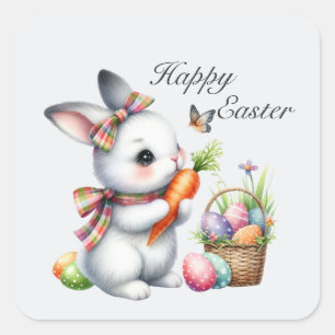 Cute Happy Easter bunny  Square Sticker