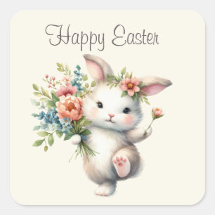 Cute Happy Easter bunny  Square Sticker