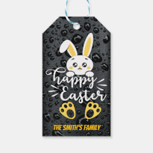 Cute Happy Easter Bunny with Yellow Paw Gift Tags