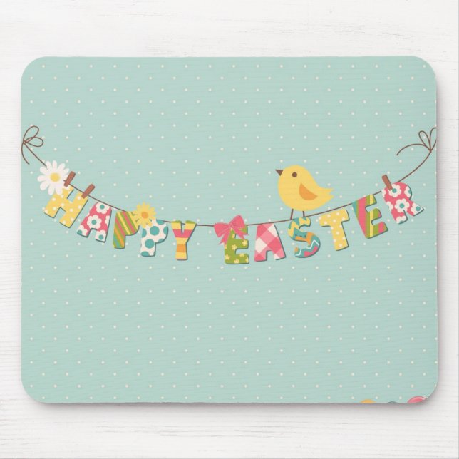 Cute Happy Easter Card Mouse Mat (Front)