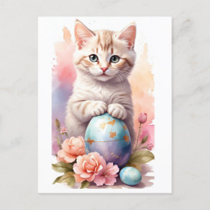 Cute Happy Easter Cat Holiday Postcard