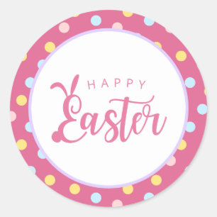 Cute Happy Easter Classic Round Sticker