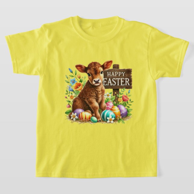 Cute Happy Easter cow  T-Shirt (Laydown)