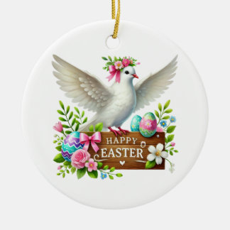 Cute Happy Easter customizable  Ceramic Tree Decoration