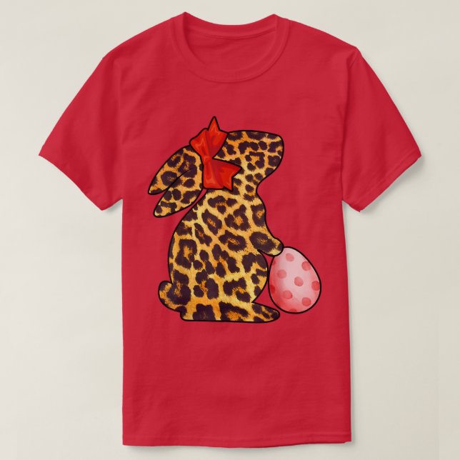 Cute Happy Easter Day Bunny Leopard Kids Women  T-Shirt (Design Front)