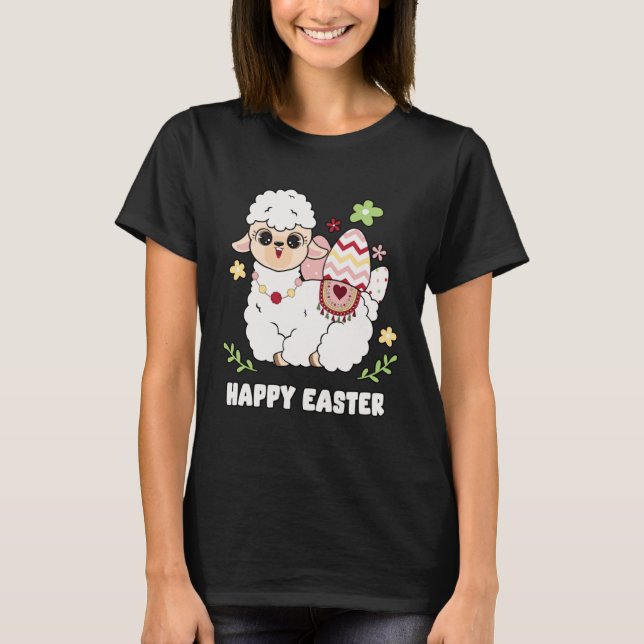 Cute Happy Easter Day Egg Hunt Boys Girls Kids She T-Shirt (Front)