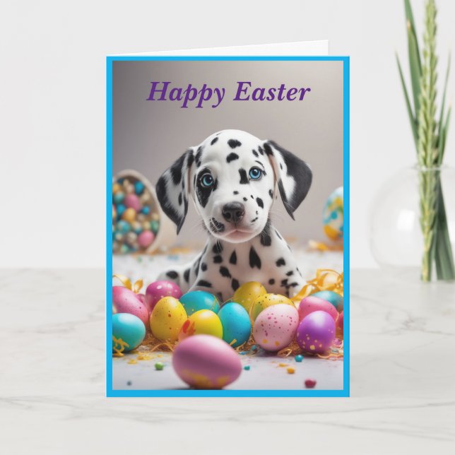 Cute Happy Easter Dog Card (Front)
