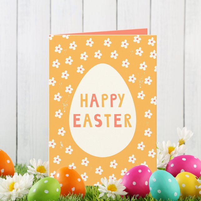 Cute Happy Easter Egg  Card (A cute and simple Easter greeting with a nostalgic feel.)
