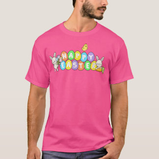 Cute HAPPY EASTER Eggs with Bunny Rabbits  Happy E T-Shirt