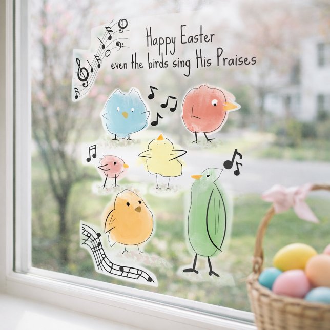Cute Happy Easter Even the Birds Sing Easter Decor Window Cling (Creator Uploaded)