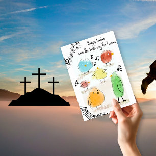 CUTE Happy Easter, even the birds sing Postcard