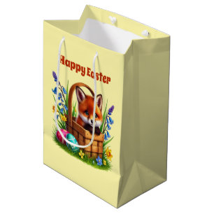 Cute Happy Easter fox kids Medium Gift Bag