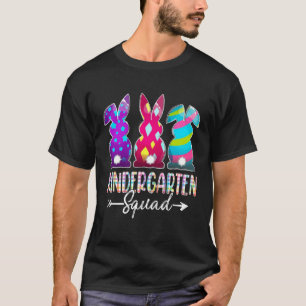Cute Happy Easter Kindergarten Squad Three Bunny E T-Shirt