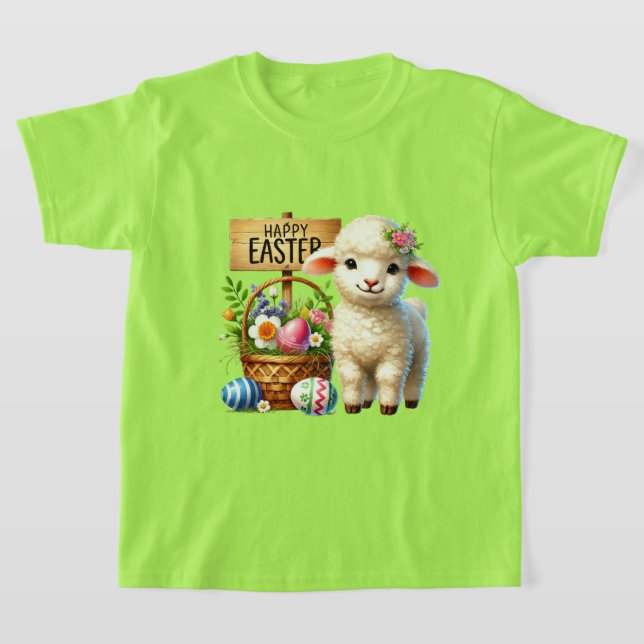 Cute Happy Easter lamb T-Shirt (Laydown)