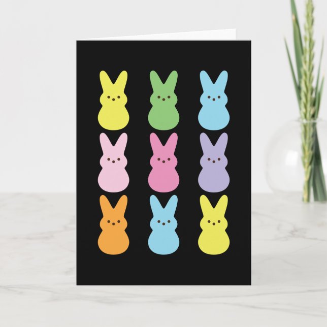 Cute Happy Easter Marshmallow Bunnies Kids Card (Front)