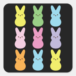 Cute Happy Easter Marshmallow Bunnies Kids Square Sticker