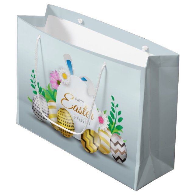 cute Happy Easter party Large Gift Bag (Front Angled)