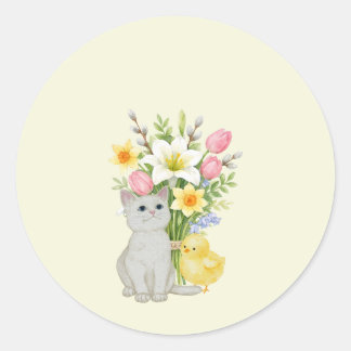 Cute Happy Easter Pastel Classic Round Sticker