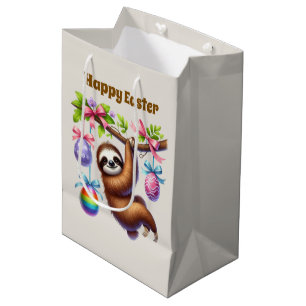 Cute Happy Easter sloth  Medium Gift Bag