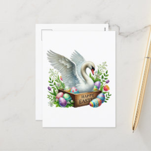 Cute Happy Easter swan Holiday Postcard