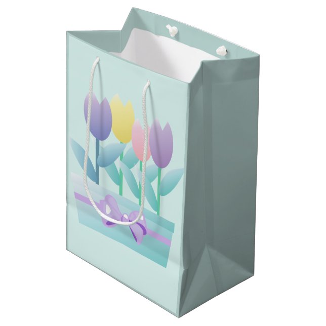 Cute Happy Easter Tulips Custom MGB Medium Gift Bag (Front Angled)