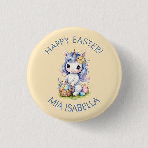 Cute Happy Easter Unicorn Button
