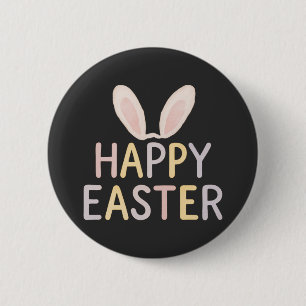 Cute Happy Easter Watercolor Bunny Ears 6 Cm Round Badge