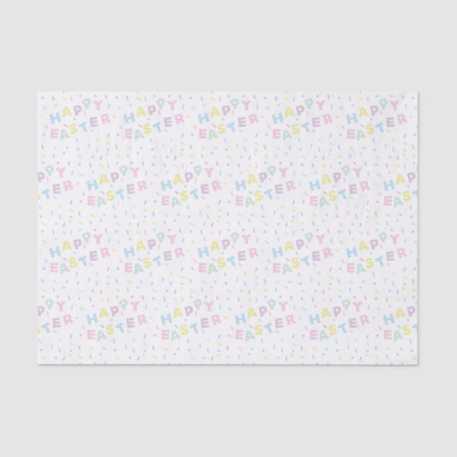 Cute Happy Easter Word Confetti Pattern Tissue Paper (Front)