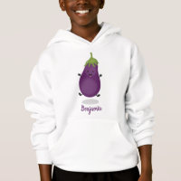 Cute happy eggplant aubergine cartoon illustration