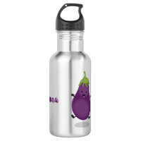 Cute happy eggplant aubergine cartoon illustration