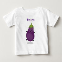Cute happy eggplant aubergine cartoon illustration
