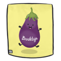 Cute happy eggplant aubergine cartoon illustration