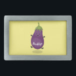 Cute happy eggplant aubergine cartoon illustration belt buckle<br><div class="desc">Add some garden fun to your day with this cute eggplant drawn in cute cartoon illustration style.</div>