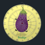 Cute happy eggplant aubergine cartoon illustration dartboard<br><div class="desc">Add some garden fun to your day with this cute eggplant drawn in cute cartoon illustration style.</div>