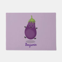 Cute happy eggplant aubergine cartoon illustration
