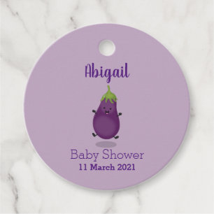 Cute happy eggplant aubergine cartoon illustration favour tags