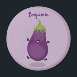 Cute happy eggplant aubergine cartoon illustration magnet<br><div class="desc">Add some garden fun to your day with this cute eggplant drawn in cute cartoon illustration style.</div>