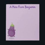 Cute happy eggplant aubergine cartoon illustration notepad<br><div class="desc">Add some garden fun to your day with this cute eggplant drawn in cute cartoon illustration style.</div>